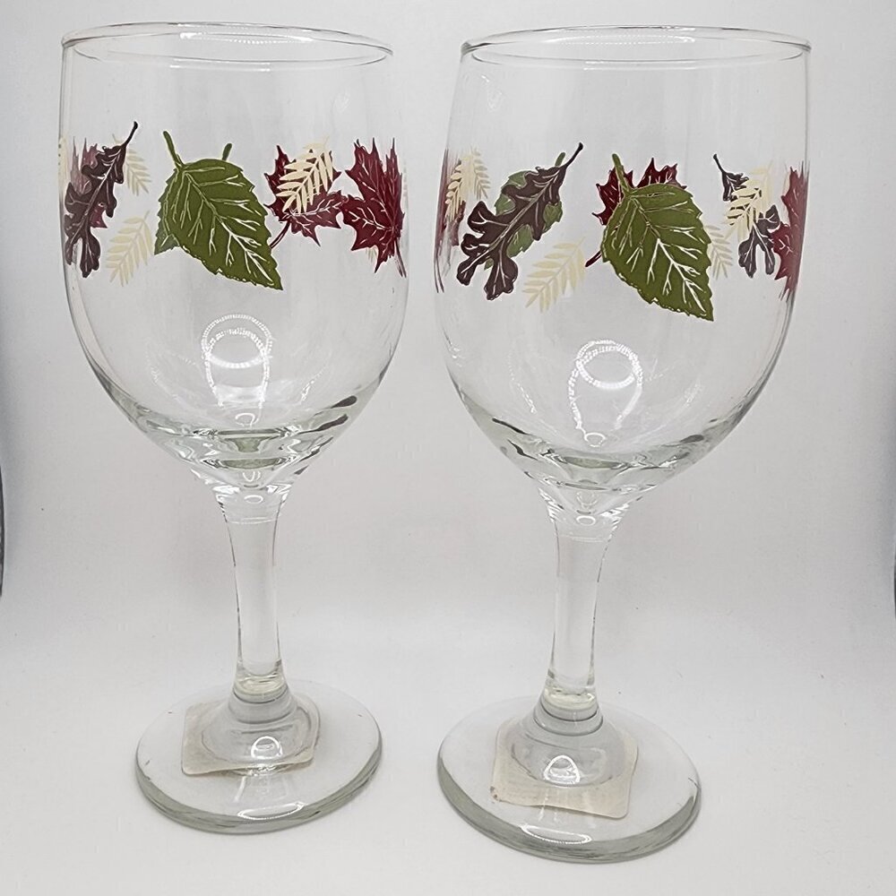 Set of 2 "Fall Leaves" Wine Glasses